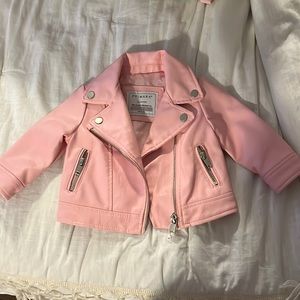 BABYGIRL PINK MOTO FAUX LEATHER JACKET SIZE 3-6